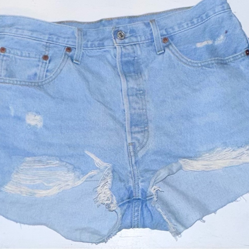Levi’s 501 Cheeky Denim Distressed Shorts {size 33}